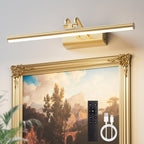 13.8'' Battery Operated Picture Light for Wall, 4000mAh Cordless Wall Lamp for Painting Photo Artwork , Remote Control, Magnetic for Easy to Charge,Timers, Display for Gallery Living Room Bedroom Gold