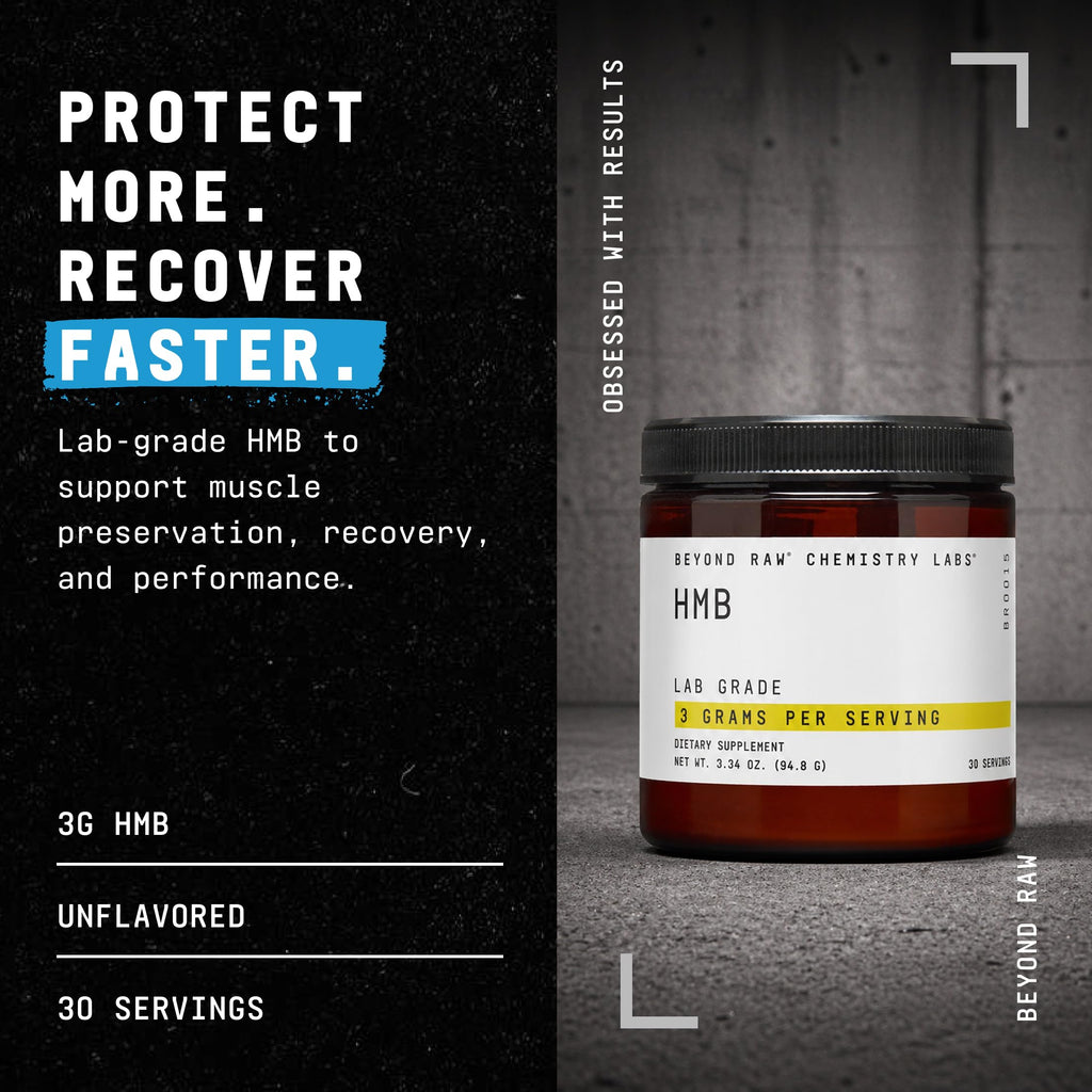 BEYOND RAW Chemistry Labs HMB Powder, Increase Performance, 30 Servings