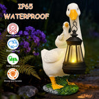 Solar Goose Statue with Lantern, 7.48" Resin Garden Decor Outdoor Ornament