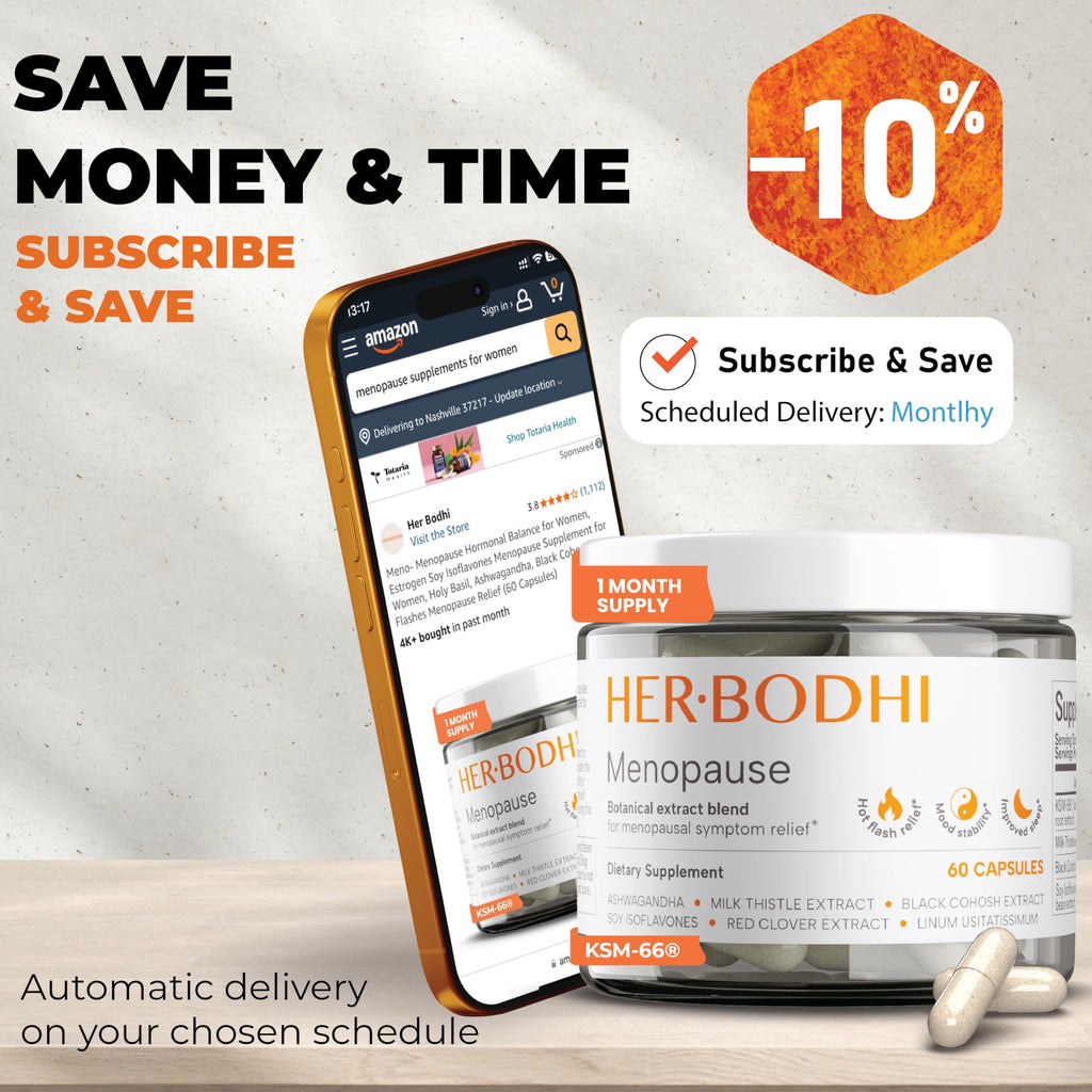 Her Bodhi Meno- Menopause Hormonal Balance for Women, Estrogen Soy Isoflavones Menopause Supplement for Women, Holy Basil, Ashwagandha, Black Cohosh Hot Flashes Menopause Relief (60 Capsules)