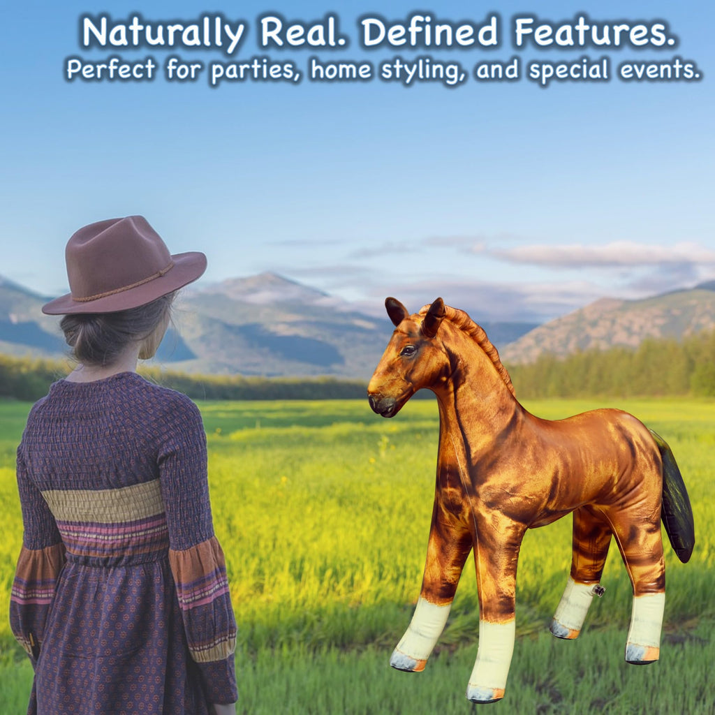 Jet Creations Inflatable Horse 38" L x 30" H – Blow Up Animal Toy for Kids Ages 3+, Golden Brown – Party Decoration, Yard Display, Western Themed Photo Prop, Birthday & Holiday Décor, 1 PC