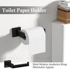 5-Pieces Matte Black Bathroom Accessories Set, 23.6 Inch Bath Towel Bar Set, SUS 304 Stainless Steel Bathroom Hardware Set, Towel Racks for Bathroom Wall Mounted.
