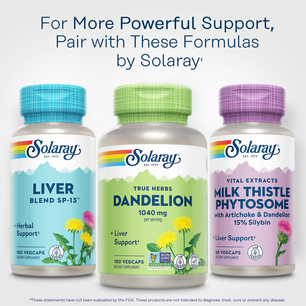 Solaray Dandelion Root 1040 mg - Natural Dandelion Root Supplement for Women and Men, Herbal Caps for Health Support, Non GMO Project Verified - 60 Vegan Capsules
