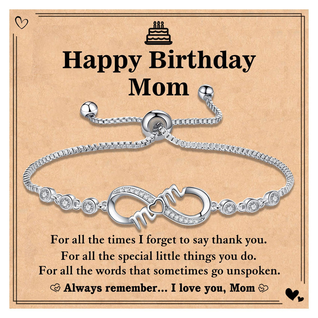 RAYSTAR Birthday Gifts for Mom from Daughter/Son, Happy Birthday Moms Card, Mom Birthday Gifts, Cool Mother Bday Presents Ideas Infinity Love Bracelets for Mum
