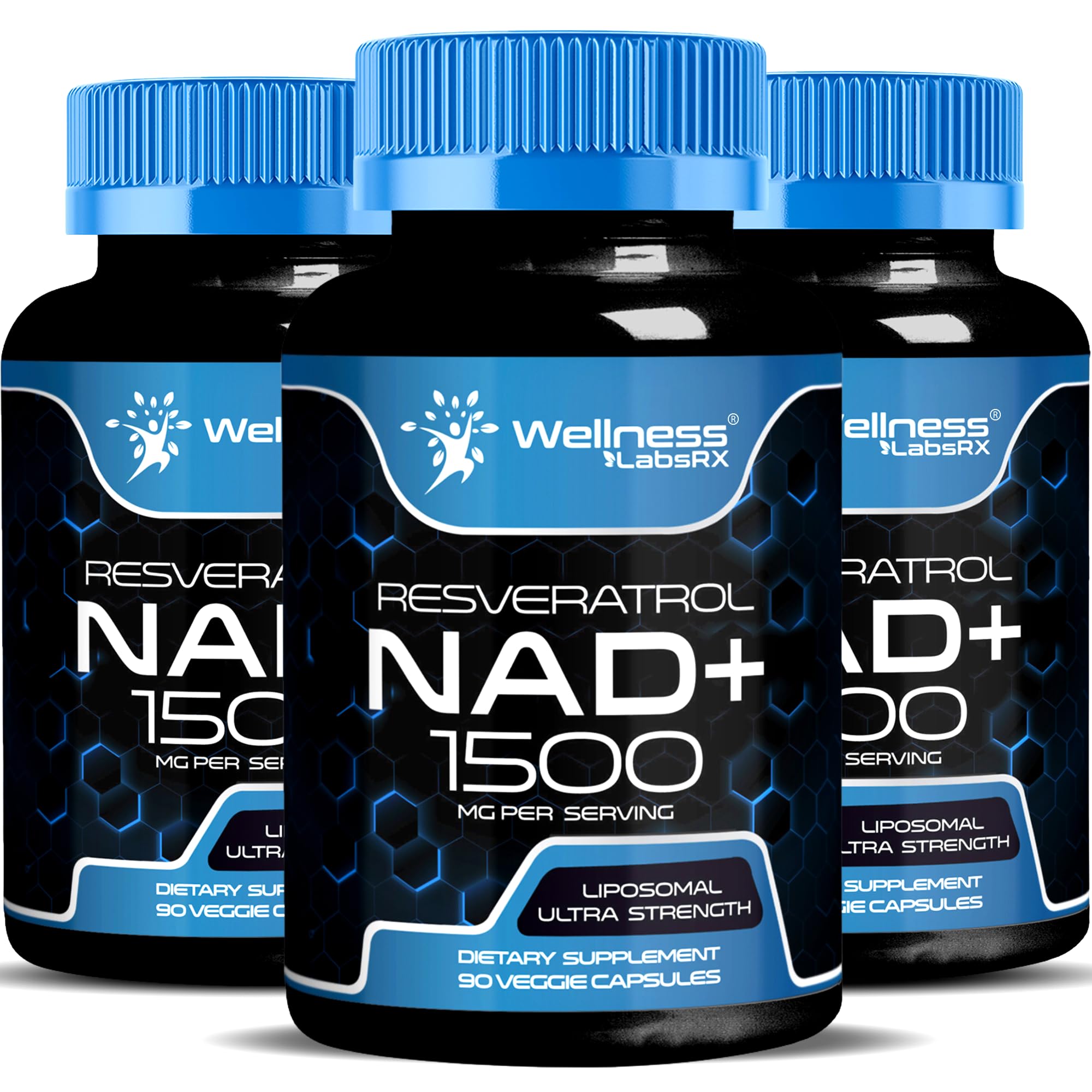 WELLNESS LABSRX Liposomal NAD Supplement, 1500mg - NAD Resveratrol Supplement for Women and Men, NAD+ Support Cellular Health, Energy & Anti Aging - 3 Pack