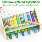 Amtreen 6-in-1 Wooden Montessori Toys for 1 2 3 Year Old, Mole-Tapping Game