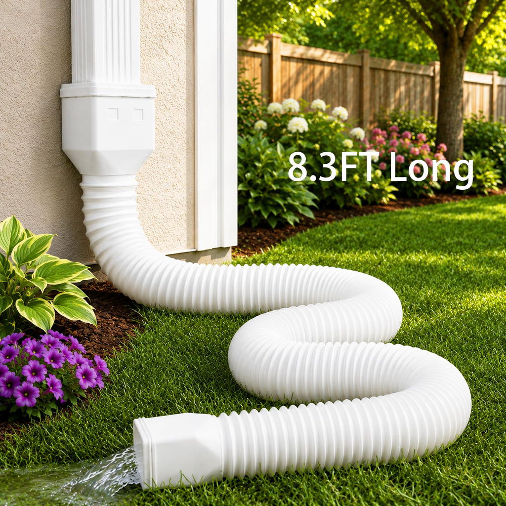 Extra 8.3ft Long Gutter Downspout Extensions Flexible, 4" Diameter Drain Downspout Extender, Down Spout Drain Extender for Rainwater Drainage