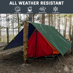 Kesfitt 16 Mil Heavy Duty Waterproof Tarp with Metal Grommets, Dark Green & Blue Reversible Poly Tarp, 10x10 ft, for Outdoor Protection, Yard, Garden, Farm, Camping & Equipment Coverage