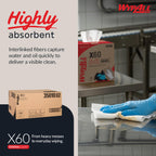 WypAll GeneralClean X60 Cloths Multi-Task Cleaning Wipes (35010), Strong and Absorbent Towels, White (3 Packs of 100 Sheets, 300 Sheet Total)