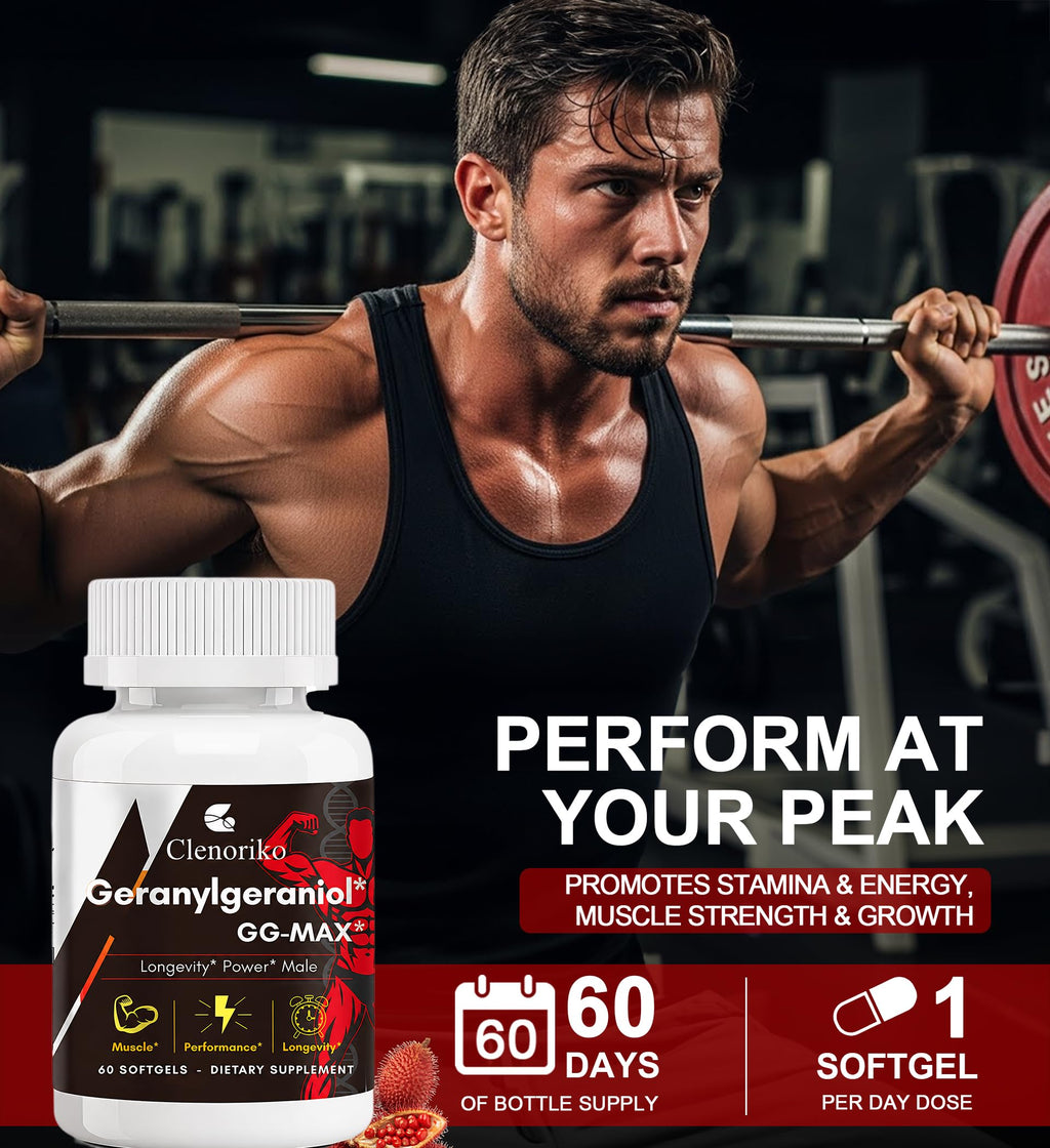 Clenoriko GG-Max Geranylgeraniol GG Supplement 300mg for Men, 120 Softgels