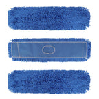 36 Inch Dust Mop Head: Replacement Medium Washable Commercial Mop Head Sweeper and Janitorial Replacement Blue (Blue - 36 Inch, 3 Pack)