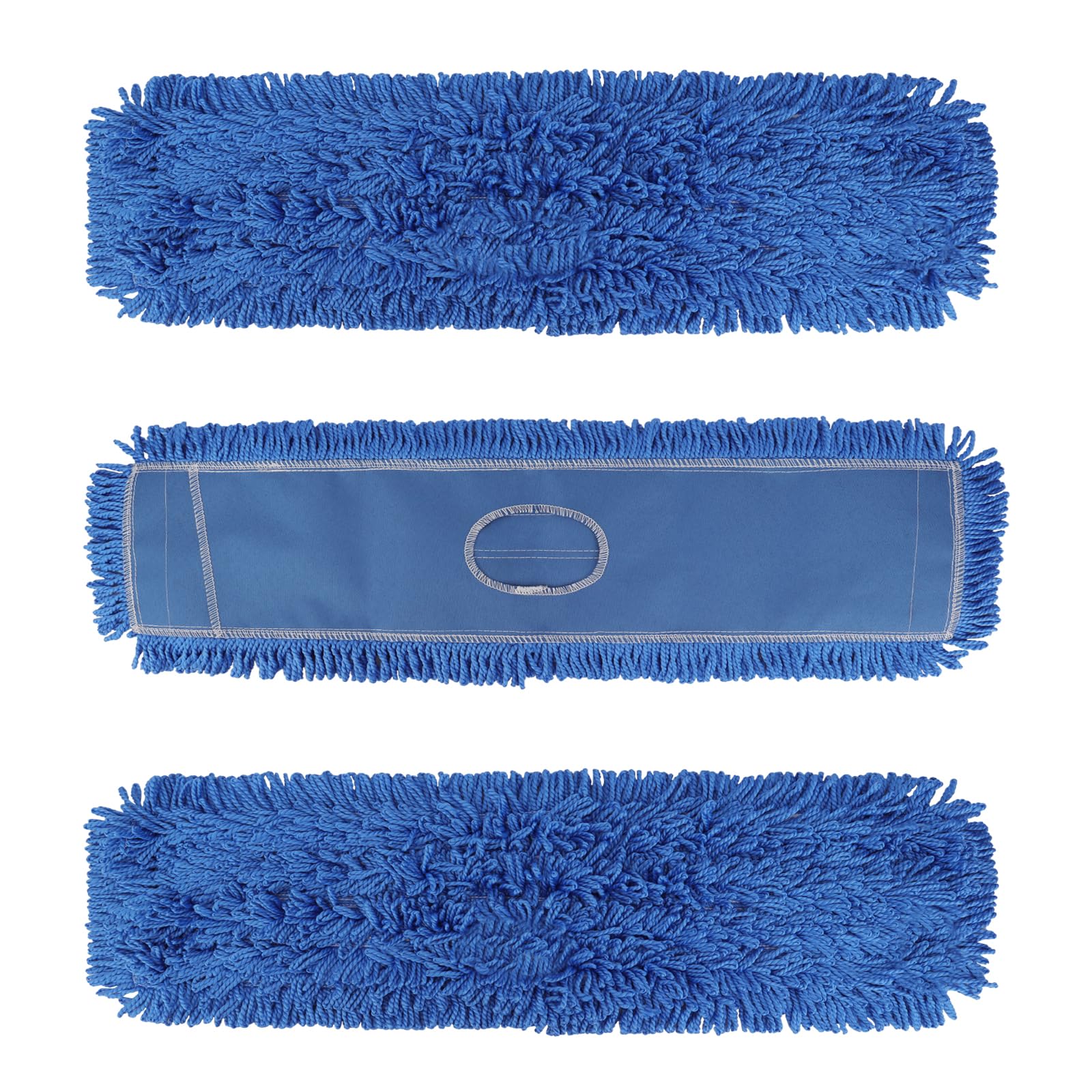 36 Inch Dust Mop Head: Replacement Medium Washable Commercial Mop Head Sweeper and Janitorial Replacement Blue (Blue - 36 Inch, 3 Pack)