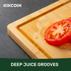 Kikcoin 17”×11” Bamboo Cutting Boards for kitchen, Reversible, XL, Natural