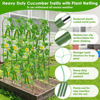 ROADPLUM Cucumber Trellis for Climbing Plants with Grow Bag, 61" Tall Metal U-Frame Garden Trellis for Raised Bed with Garden Netting and Plant Clip Plant Ties for Vegetables, Squash, Pea, Grape
