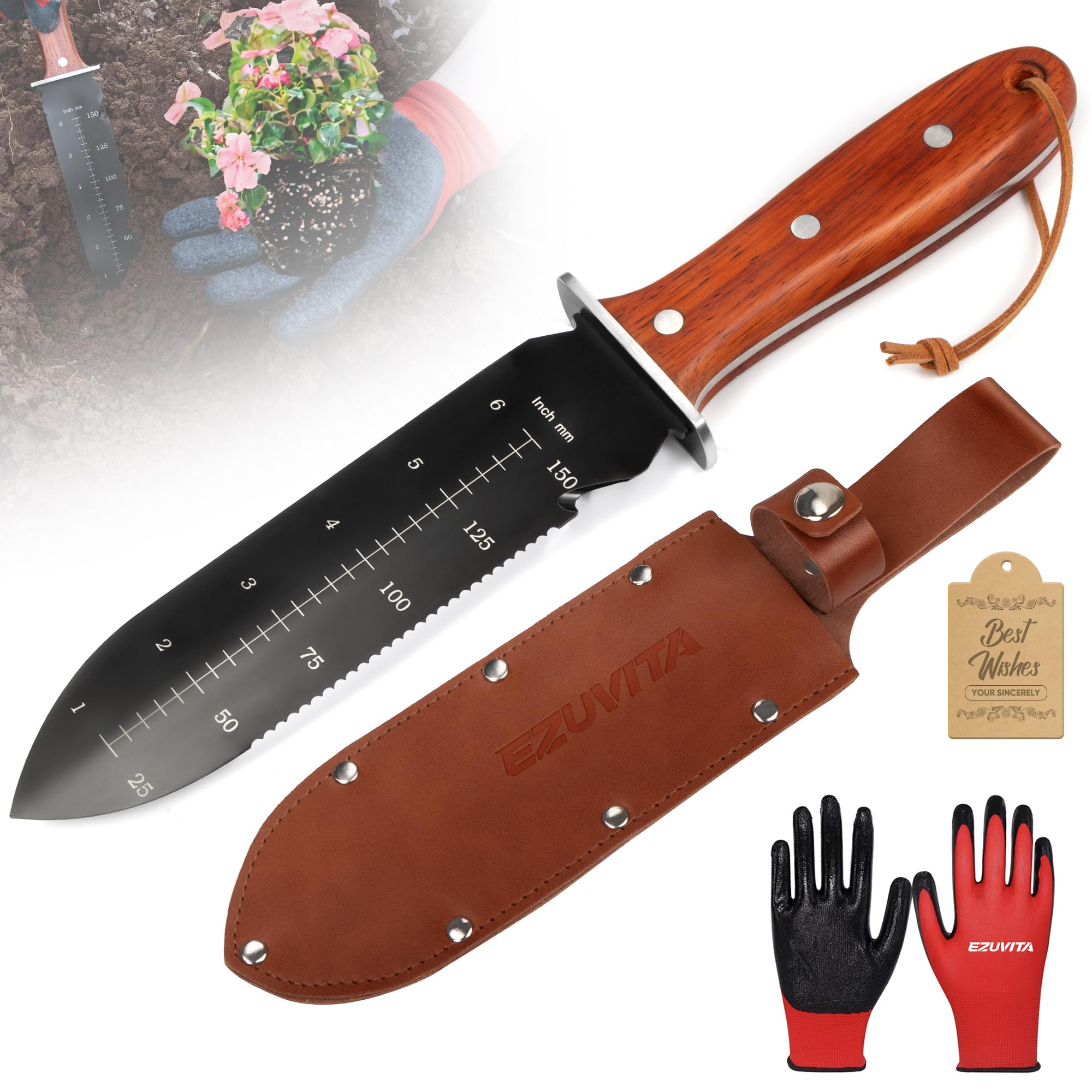 EZUVITA Hori Hori Garden Knife, Gardening Tools
