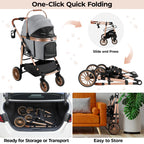 MAMIZO Pet Stroller for Medium Dogs Cats Up to 44 lbs, All-Terrain 3-in-1 Dog Stroller with Detachable Carrier, Rubber Wheels, One-Click Folding, Storage Basket & Cup Holder, for Senior Dogs & Cats