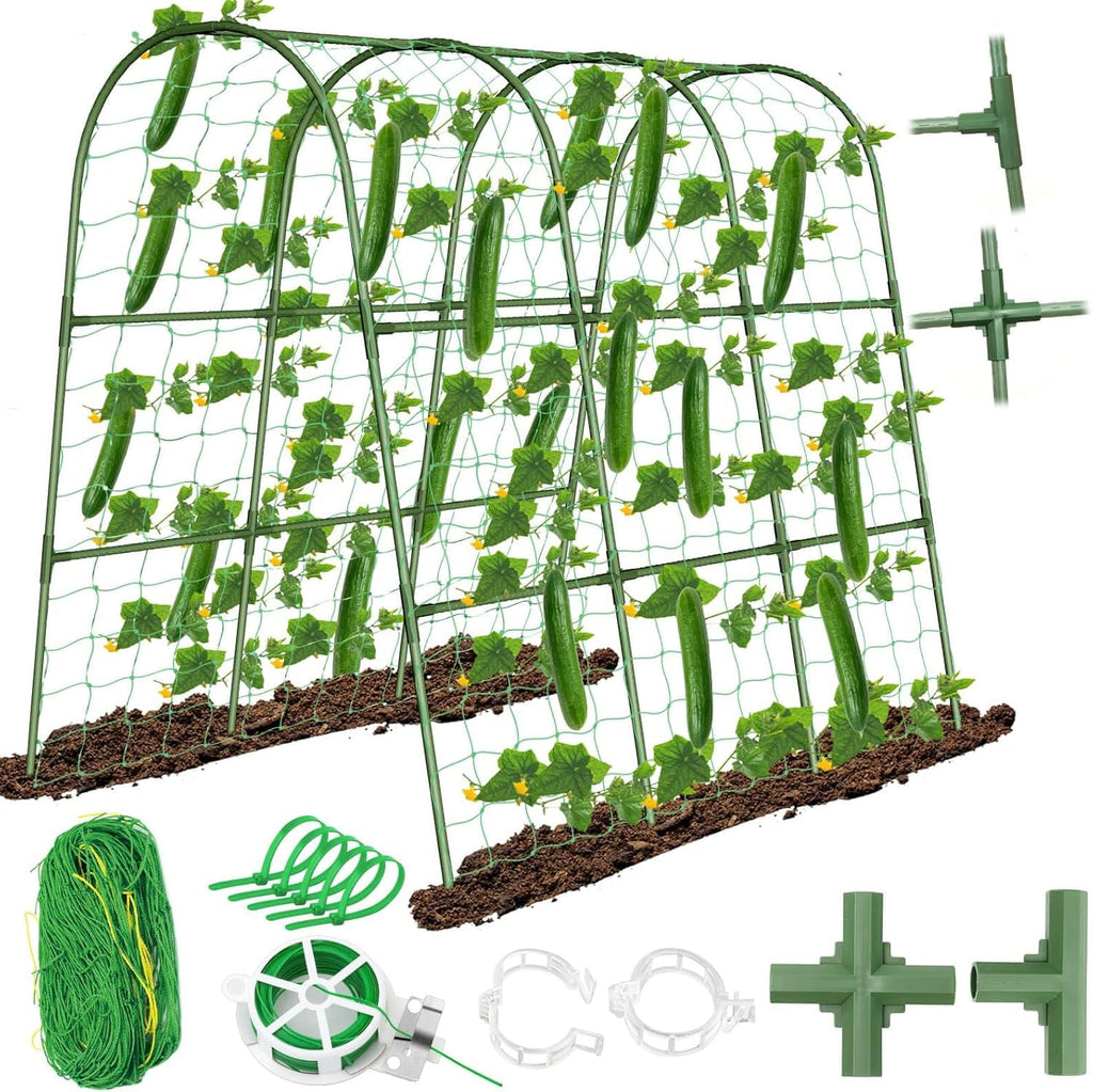 Cucumber Trellis for Raised Bed, Garden Arch Trellis for Climbing Plants Outdoor, Metal Garden Trellis for Spring Vegetables, Cucumber Trellis for Tomato, Bean, Pea, Grape, Plant