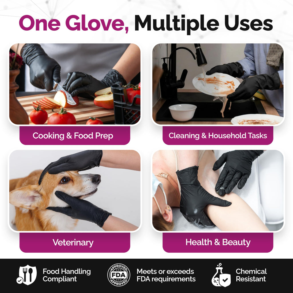 GripProtect Precise Black Nitrile Gloves 4 Mil, Chemical Resistant Gloves