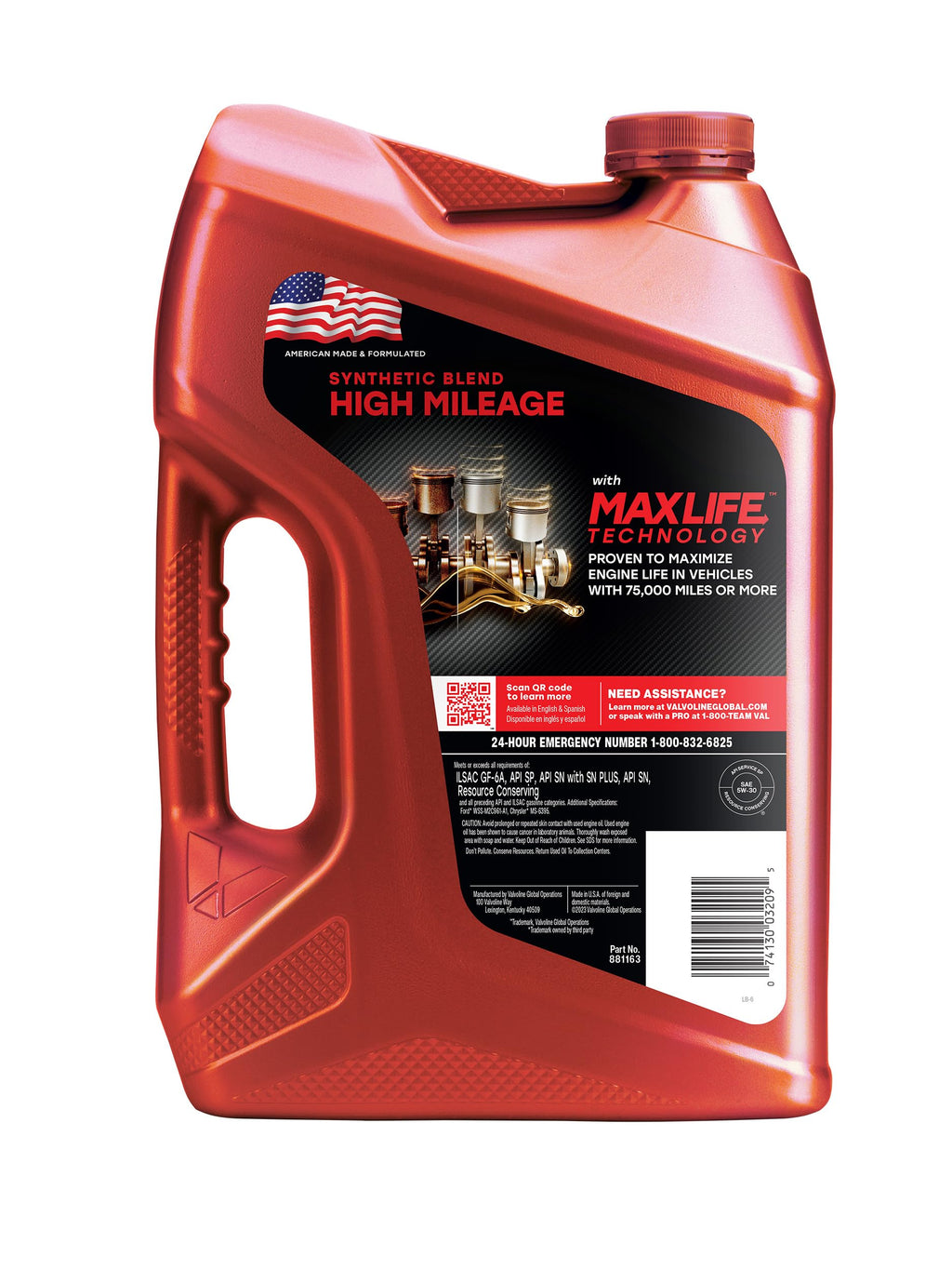 Valvoline MaxLife High Mileage 5W-30 Synthetic Blend Motor Oil 5 Quart