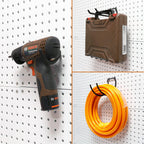 HUHOLE 10-Pack Heavy Duty Pegboard Hooks for Power Tools & Garage Organization, Vinyl-Coated Steel Drill Holders & Utility Hangers, Fits Standard 1/4" Pegboards (Black)