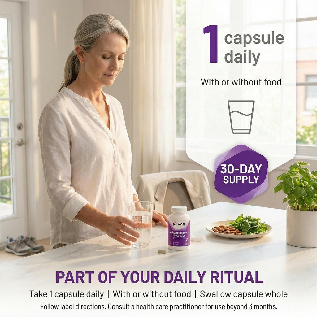 AOR Advanced Bone Protection 40mg MBP – 30 Vegetarian Capsules, 30-Day Supply for Bone Mineral Density & Collagen Formation, Daily Nutritional Support