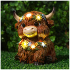 MAXTHOT Solar Garden Decor Outdoor Statues Highland Cow with Daisy and LED Lights Birthday Gifts for Women Mom Grandma Outside Decorations for Lawn, Porch, Yard, Patio, Balcony