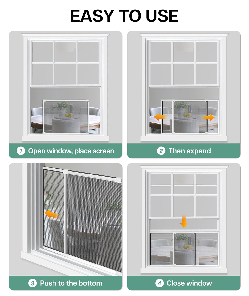 Paramondo Expandable Window Screen, Horizontal (20" H x 28.6" - 54" W, 2 Pack) Adjustable Window Screens, Replacement Window Screens for House Windows