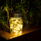 GIGALUMI Hanging Mason Jar Solar Lights, 6 Pack 30 Led Hanging Solar Lanterns Outdoor Waterproof, Hangers and Jars Included, Outdoor Decor for Balcony, Garden, Patio, Yard, Wedding