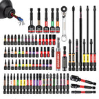 Geinxurn 82Pieces Impact Screwdriver Bits Set, Magnetic S2 Steel Phillips/Square/Torx/Hex Insert Power Bits Tips with Impact Bit Holder and Impact Nut Driver and Mini Wrench