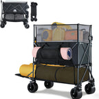 460L Folding Wagon Cart, Heavy Duty Double Decker Wagon, 600 lbs Capacity