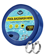 Mosenpol Pool Backwash Hose 1-1/2" x 100 FT - Heavy Duty Layflat Sump Pump Hose, Weather and Burst Resistant PVC Discharge Hose with 2 Clamps for Water Transfer, Pool Drainage, Pool Drain