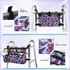 ZHCHG Walker Bag with Cup Holder, Walker Accessories for Seniors Detachable, Foldable Walker Basket with Big Capacity, Best Gift- Purple (Not Fit Rollator Walkers)