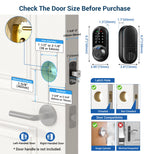 Veise RZ07 Fingerprint Smart Lock, 7-in-1 Smart Locks for Front Door, Keyless Entry Door Lock with App Control, Biometric Electronic Touchscreen Keypad Deadbolt, Matte Black