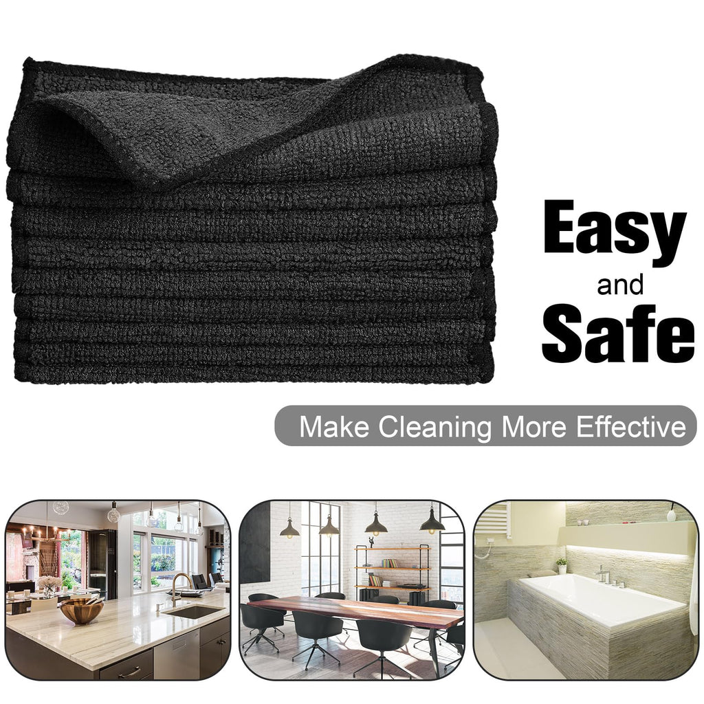 Tanlade Microfiber Cleaning Cloth 6"x6" Cleaning Rags Reasonable Kitchen Towels Microfiber Towels Cars Wash Dry Erase Cloth (Black,30 Pcs)