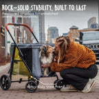 CANINE CANYON Scout Pet Stroller, Heavy Duty Dog Stroller for Large & Medium Dogs, Foldable Pet Stroller for 2 Dogs with All-Terrain Wheels, Storage Pocket & Cup Holder, 55 lbs Capacity, Grey