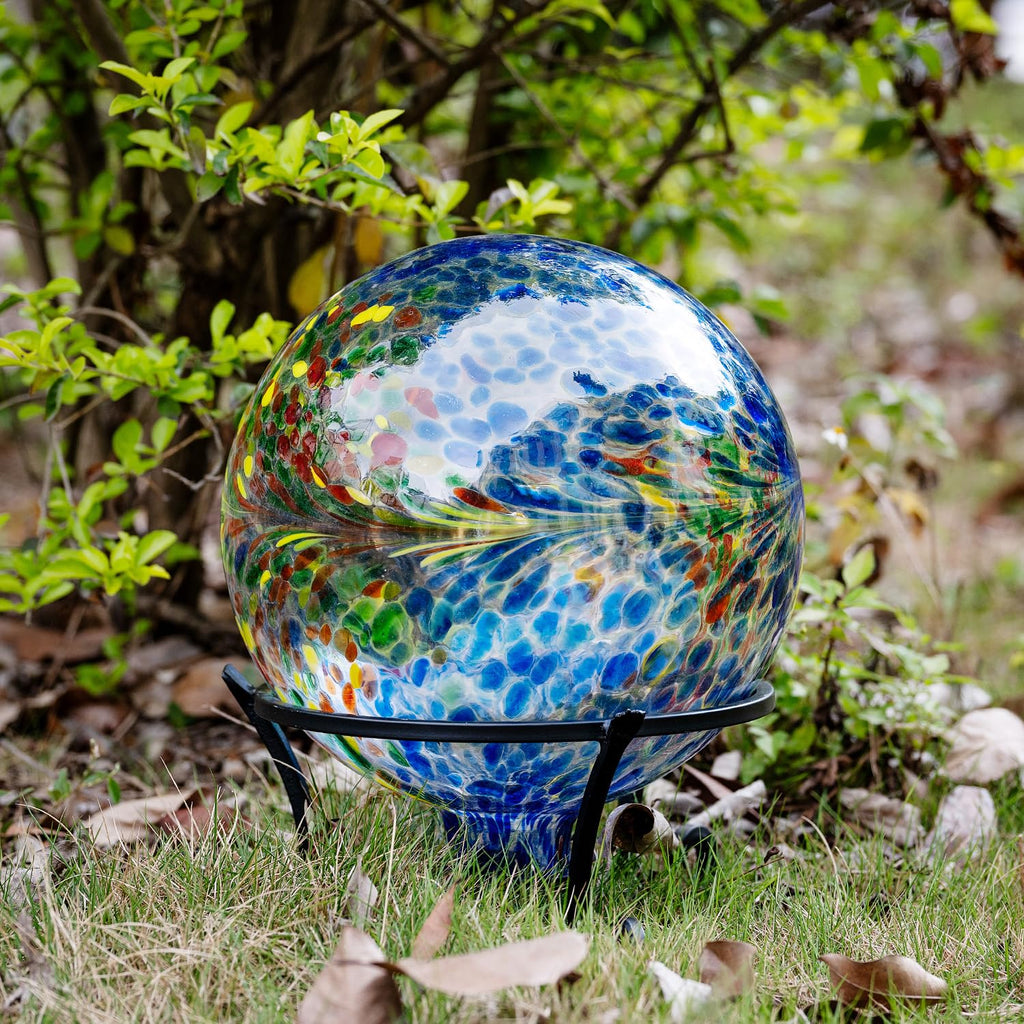 Metal Gazing Ball Stand for 10 or 12 Inch Balls, Low Short Wrought Iron Gazing Globe Display Stand Garden Sphere Holder, Fade and Weather Resistant Outdoor Decoration for Homes, Yards and Gardens