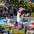 ENBOFID 4th of July Bikini Porch Goose Outfits, Patriotic Summer Goose Outfits Costume for 23inch Plastic Cement Statue, Independence Day Goose Outfits Clothes for Outdoor Garden Patio Decor