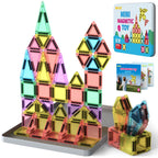 BAIJLE 46PCS Mini Magnetic Tiles, Portable Magnetic Toys Travel Set with Iron Case for Kids Ages 4-8,Creativity Boosting Building Toys Set,Toddler Puzzle Birthday Gift Toys for Boys and Girls Ages 3+