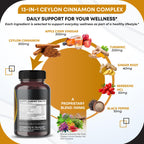 Ceylon Cinnamon Apple Cider Vinegar Turmeric Ginger Root Berberine Gymnema sylvestre Milk Thistle Licorice -150 Capsules