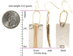 SPUNKYsoul Mixed Metal Rectangle Bar Earrings – Geometric Hammered Silver Gold Copper Dangle Earrings, Wire-Wrapped Modern Boho Drop Design, Lightweight Mid-Weight Statement Jewelry for Women (Rectangle Silver With Gold Accent)