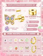 MILACOLATO 14K Gold Plated Hypoallergenic Earrings for Girls Women