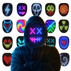 Led Mask Halloween Costume for Kids Adults, Face Transforming Light up Mask with Gesture Sensing, Cool Toys Great Gift for Birthday Costume Party Christmas