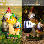 Gnome Garden Decor, Garden Gnomes Outdoor with Solar Lantern Lawn Ornaments