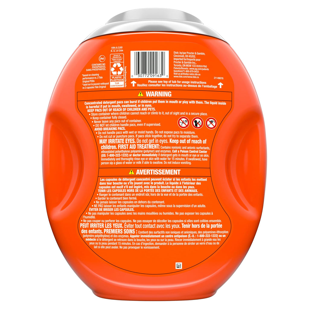 Tide Hygienic Clean Power PODS Laundry Detergent Pacs, Original Scent, 45 Count, Removes Visible and Invisible Dirt