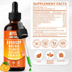 Soursop Bitters Liquid Drops 10 in 1 with Sea Moss, Moringa, Turmeric, Black Seed Oil, Oregano, Ashwagandha | Herbal Extracts for Overall Health-Enhancing | Vegan, Non-GMO | 2 Fl Oz (Orange Flavor)