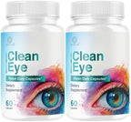 (2 Pack) Clean Eye Capsules - Official CleanEye Pills Advanced Premium Formula Support Maximum Strength, All Natural Ingredients Vitamins for Overall Health & Wellness, 120 Capsules for 2 Months