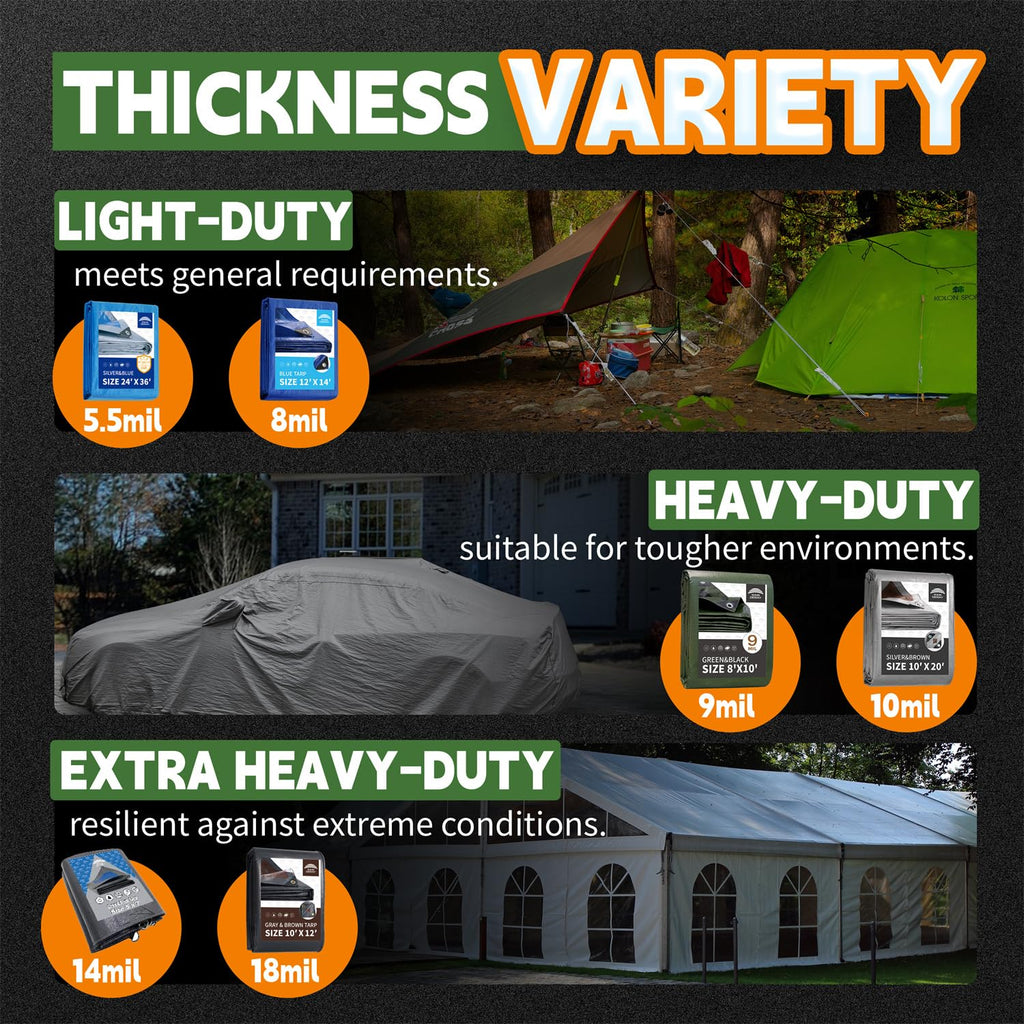 RAINDEWAY Tarps 6x10 Feet,12 Mil Sunshade Striped Tarp Waterproof,Multipurpose Poly Tarp Cover with Grommets and Reinforced Edges,Red/White Tarps