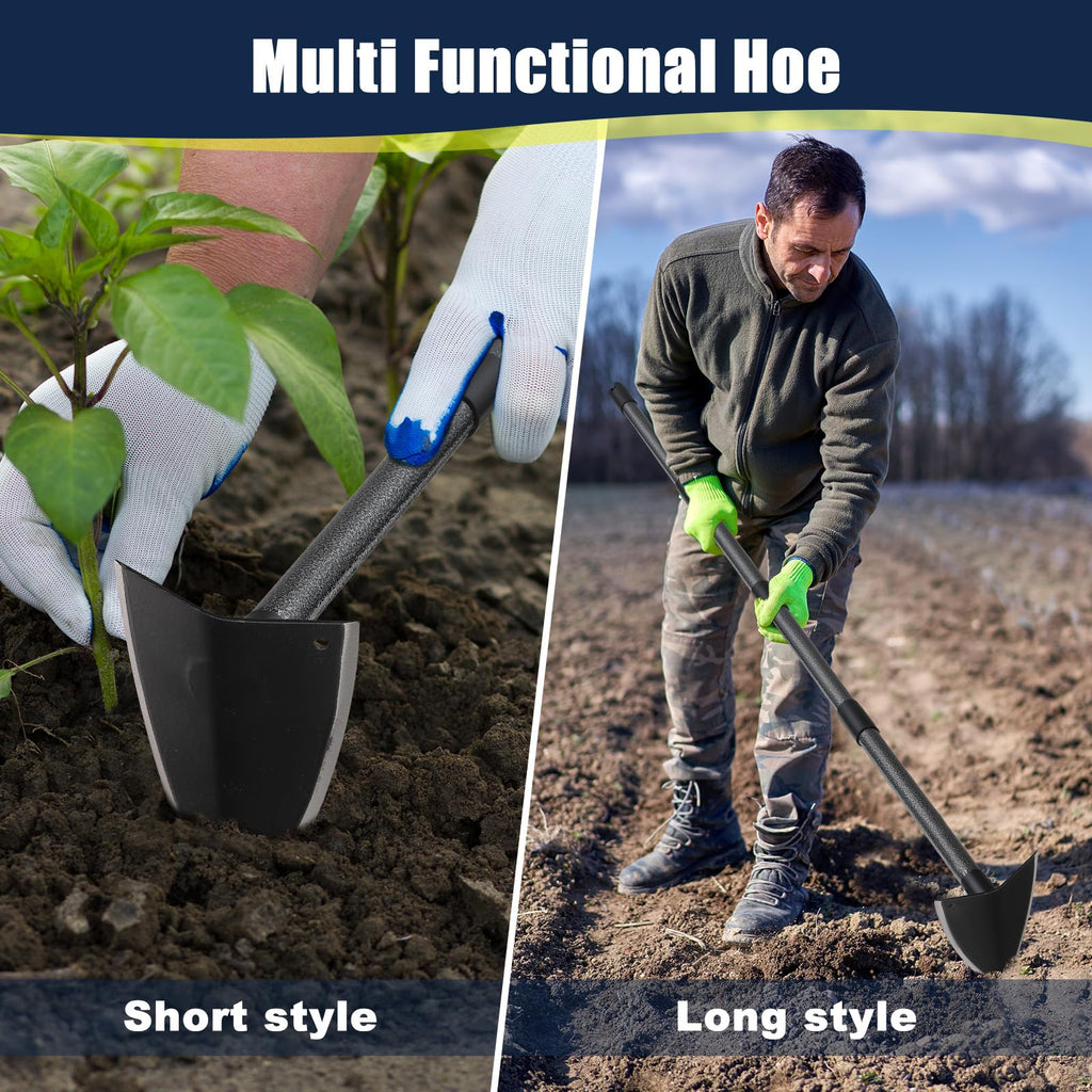 EUIJOIP Garden Hoe 71 Inch Long Handle, Heavy Duty Trenching Hoe with Sharp Edge Blade, Triangle Weeding Hoe for Weeds Removal, Cultivating, Digging, Loosen Soil, Landscaping