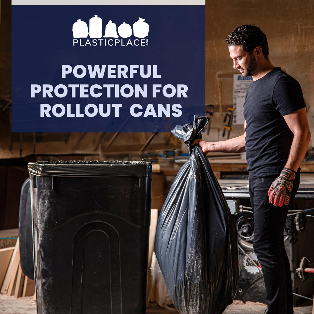 Plasticplace 95-96 Gallon Garbage Can Liners │ 1.5 Mil │ Black Heavy Duty Trash Bags │ 61” X 68” (50Count) (W95LDB15)