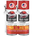 Kraken Bond Black Spray Waterfall Foam Sealant - (2x12oz) Expanding Polyurethane Pond Foam Sealer Black, UV Resistant Insulating Spray for Landscape & Exterior, Straw Use, 2 Pack